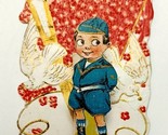 1940s Diecut Pup Up Valentine Card Little Boy w Poem B13 - £7.85 GBP