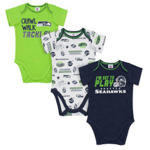 NFL Seattle Seahawks Pack of 3 Infant Bodysuit &quot;I&#39;M SET TO PLAY&quot; 6-12M - £23.94 GBP