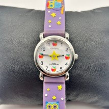 Geneva Silver Tone Owl Theme Purple Silicon Bands 27mm Kid’s Watch - $290.10 MXN