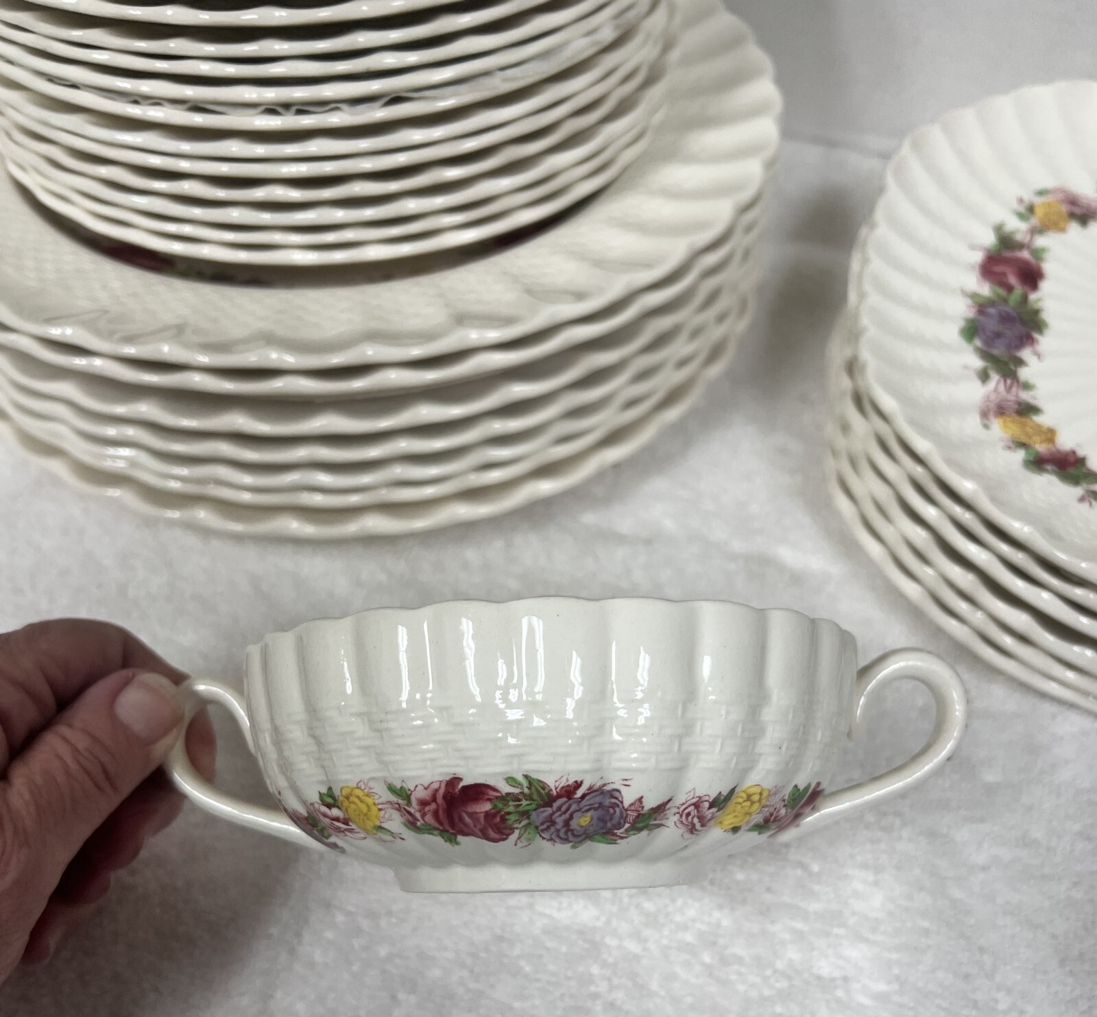 OLD Copeland Spode Rose Briar Basket Weave Rim Item image 5