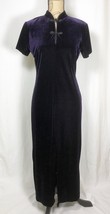 Purple Velvet Maxi Sheath Dress Frog Buttons Cheongsam Size 6 Lux Holiday Party - £29.71 GBP