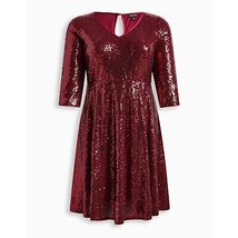 NWT Womens Plus Size 5X or 28 Torrid Red Mini Full Sequins Skater Dress - £46.24 GBP