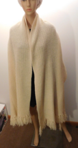 BENTLEYS FOR ACCESSORIES Cream Color Large Knitted Wool Shawl Wrap Fring... - $39.95