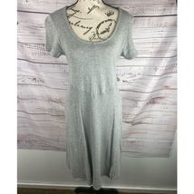 Soft Surroundings Midi Dress Womens XS Scoop Neck Short Sleeves Flare Gray Knit - £20.20 GBP