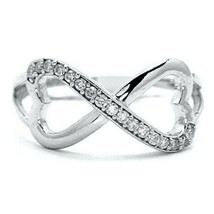 0.25 Karat Rund Diamant 14CT Weiß Vergoldet Unendlichkeit Liebe Versprechen Ring - £54.51 GBP