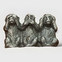 Miniature 3 Wise Monkeys Metal Figurine See Hear Speak No Evil Pewter? - $10.00