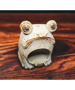 Stoneware Lucky Frog Toad Open Belly Windproof Ashtray Incense Burner Bi... - $906.47 MXN