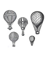 Unmounted Rubber Stamp Set: Hot Air Balloons (5 stamps) - $4.00