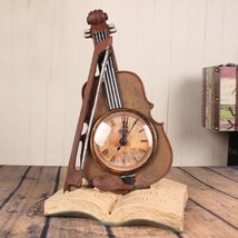 Decorative Clock For Office Decor - Resin - Violin Statuette, Art Deco S... - £43.33 GBP