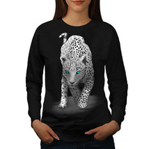 Wellcoda Panther Blue Eyes Animal Womens Sweatshirt, Big Casual Pullover Jumper - £22.84 GBP+