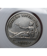 Spain 1869 Provisional Government Una 1 Peseta Silver Coin - $24.49