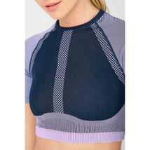 Fabletics womens Jessie Seamless Crop Top Purple Short Sleeve Size L - £27.56 GBP