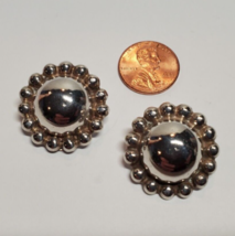 Vintage All Solid Sterling 925 Silver Button Earrings Non Pierced Clips 10.3 Gr - £27.36 GBP