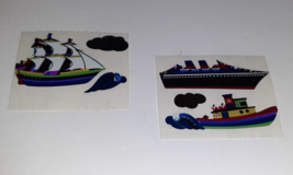 Vtg 80s Stickers Sandylion x2 Mods Boats Ships Tug Cruise Sailing 1988 Metallic - $7.43