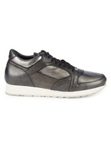 JOHN VARVATOS 315 Trainer Leather Low-top Sneakers In Metallic Grey.Size... - $205.47