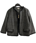 Max Studio Blazer Womens L Black White Fringe Short Jacket Open Front Of... - $48.20 CAD