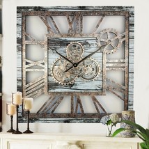 Wall clock 24 inches Square with real moving gears Grey &amp; White - $229.99