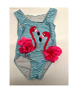 Summer Lot of 2 One Piece Swimsuits Toddler 4T and Large Flamingo Sunflower - $14.00