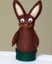 Vintage Easter Rabit felted 6.5&quot;x3&quot; brown beige green  - £15.69 GBP