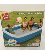 Play Day Inflatable 10 Foot Rectangular Family Swimming Pool NEW IN BOX - £37.34 GBP