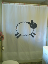 Printed Shower Curtain Suffolk sheep lamb ewe ram wool jumping farm animal - £72.33 GBP