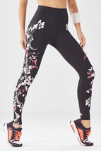 New Fabletics Womens Leggings S High Waist Yoga Run Floral Black White Pink Pain - £115.32 GBP