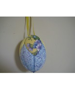 Vintage Easter Patched Egg Decor 3.5&quot;x2.5&quot; flowers yellow blue patches &amp;... - $19.95