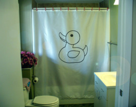 Shower Curtain ducky vintage rubber bath toy duck quack - £58.00 GBP