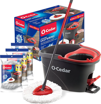 Easywring Microfiber Spin Mop &amp; Bucket Floor Cleaning System w 3 Extra R... - $80.14