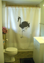 Shower Curtain flamingo feather bird avian one leg beak - $77.33