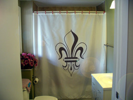 Printed Shower Curtain fleur de lis lily France Quebec French - £70.79 GBP