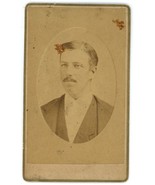 CIRCA 1880&#39;S CDV Handsome Young Man Mustache Suit Tie Lewis Jersey City, NJ - £7.45 GBP