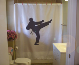 Shower Curtain martial arts kick art combat sport high - £55.05 GBP