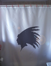 Shower Curtain native indian head feather profile chief - $77.33