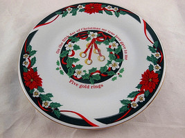 Tienshan DECK THE HALLS Fine China 5th day of Christmas 7 1/2&quot; 5 gold rings - $7.91