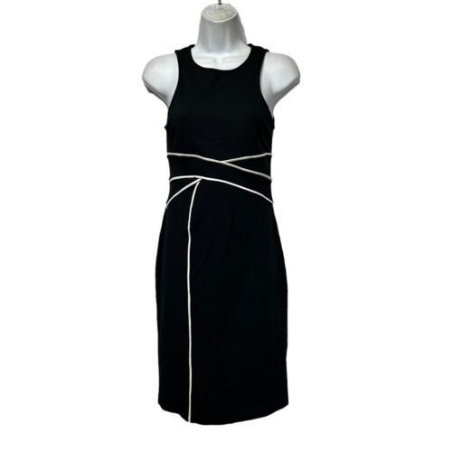 Primary image for Anthropologie Maeve Black White Piping Cavatina Sheath Dress Size 2P