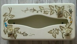 Vintage ~ 1950&#39;s ~ Ransburg Metal Tissue Box Cover ~ Hand Painted Floral Design - £35.36 GBP