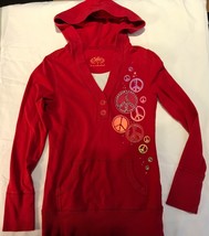 Red Justice Hoodie Pullover with Front Pocket Girls Size 10 Peace Symbol... - $17.95