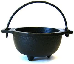 Cast Iron Cauldron W/Handle, Ideal for Smudging, Incense Burning, Ritual Purpose - £11.28 GBP