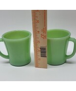 2 Jadeite Green Oven Fire King Ware Anchor Hocking Mugs D Handle Coffee ... - $51.90 CAD