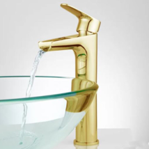 New Polished Brass Pagosa Waterfall Vessel Faucet with Pop Up Drain by S... - £179.60 GBP