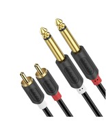J&amp;D Dual 1/4 inch TS to Dual RCA Stereo Audio Interconnect Cable, Gold P... - £14.21 GBP
