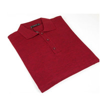 Mens PRINCELY Soft Merinos Wool Sweater Knits Lightweight Polo 1011-40 Cranberry image 8