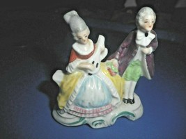 Erphila Germany Porcelain Figurines Couple Courting Lady playing a Lute - £14.15 GBP