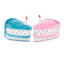 Dog Toy Tasty Slice of Delicious Puppy Approved Birthday Cream Cake Pink or Blue - £11.28 GBP+