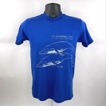 Whales Blue T-Shirt Vintage 1980 VI Divers LTD Sport-T by Stedman Tag Si... - $42.94