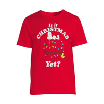 Peanuts Men&#39;s Christmas Snoopy Short Sleeve Tee, Red Size L(42-44) - £12.62 GBP