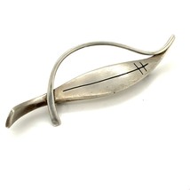 Vintage Signed Sterling Silver Sigi Pineda Tasco Mexico Modernist Leaf Brooch - £109.62 GBP