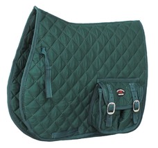 Horse Quilted English All-Purpose Trail Saddle Pad Hunter Green w/ Pocke... - $44.54