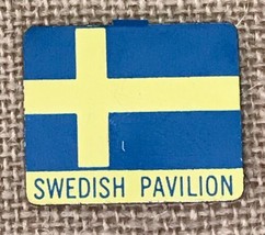 Vtg Swedish Pavilion 1964 - 65 NY Worlds Trade Fair Tab Style Tin Button... - $2.97